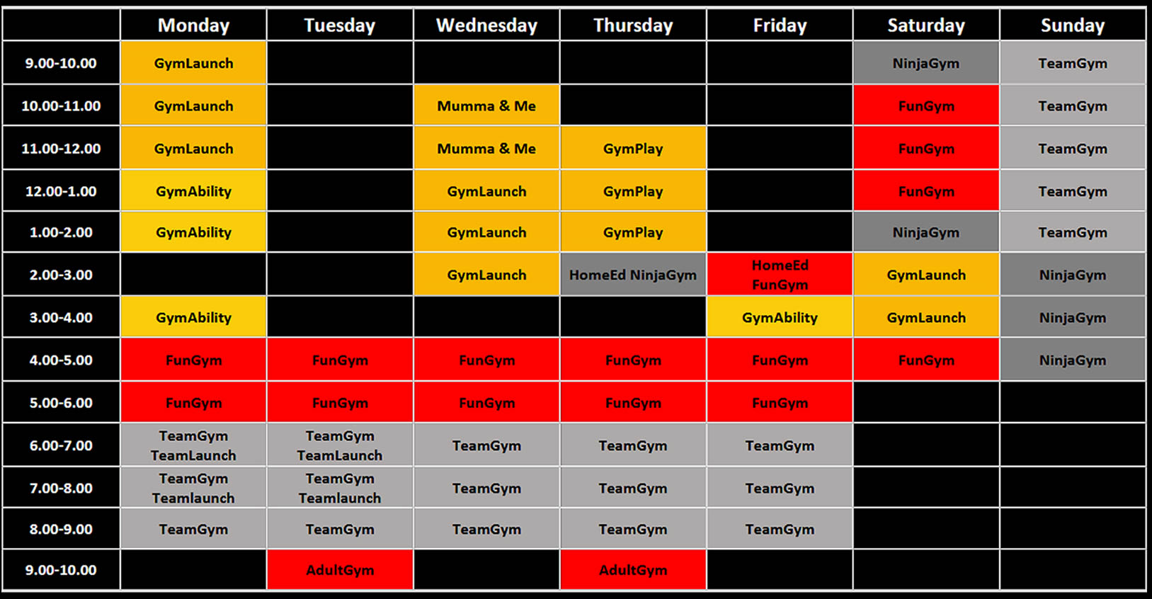 Timetable